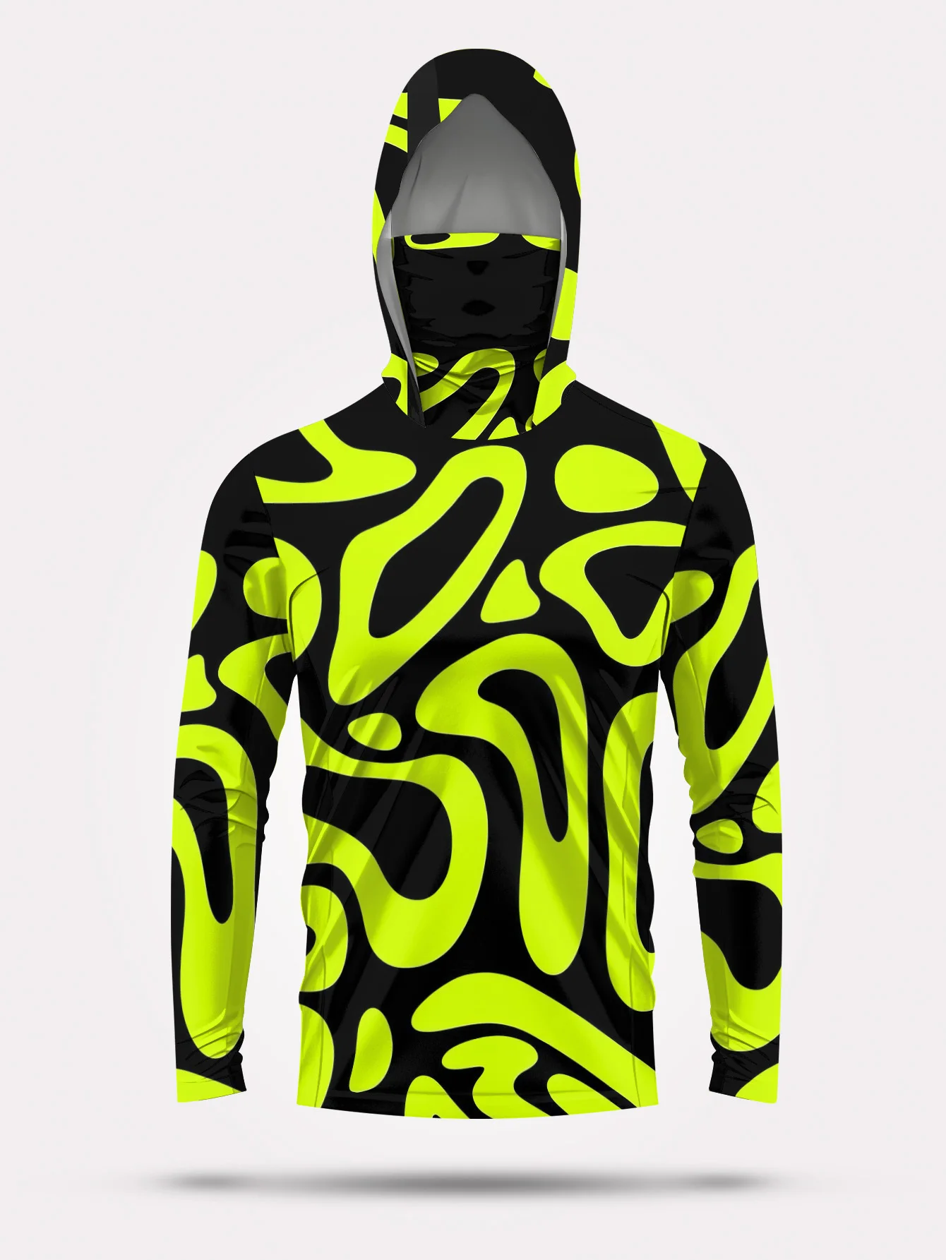 Men's Neon Green Abstract Prin - Fishing Mask Sun Protection 评论和价格